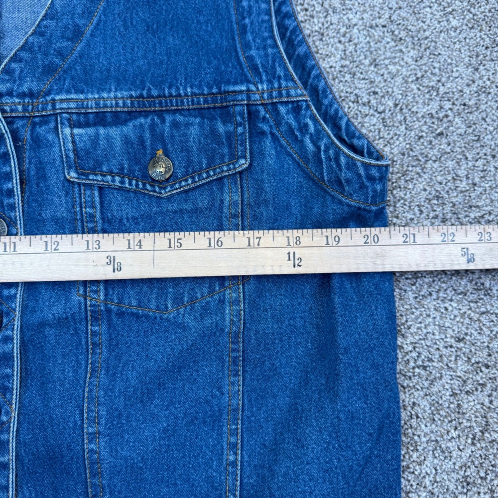 Hunters Run Vintage Denim Vest‎ Medium Wash Cotton Button Front Western Blue XL - Picture 8 of 10